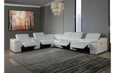 9762 DivanItalia White 8-Piece Sectional – Top Grain Italian Leather with 3 Power Recliners and 2 ConsolesModel:  9762-WHITE-4PWR-8PC
